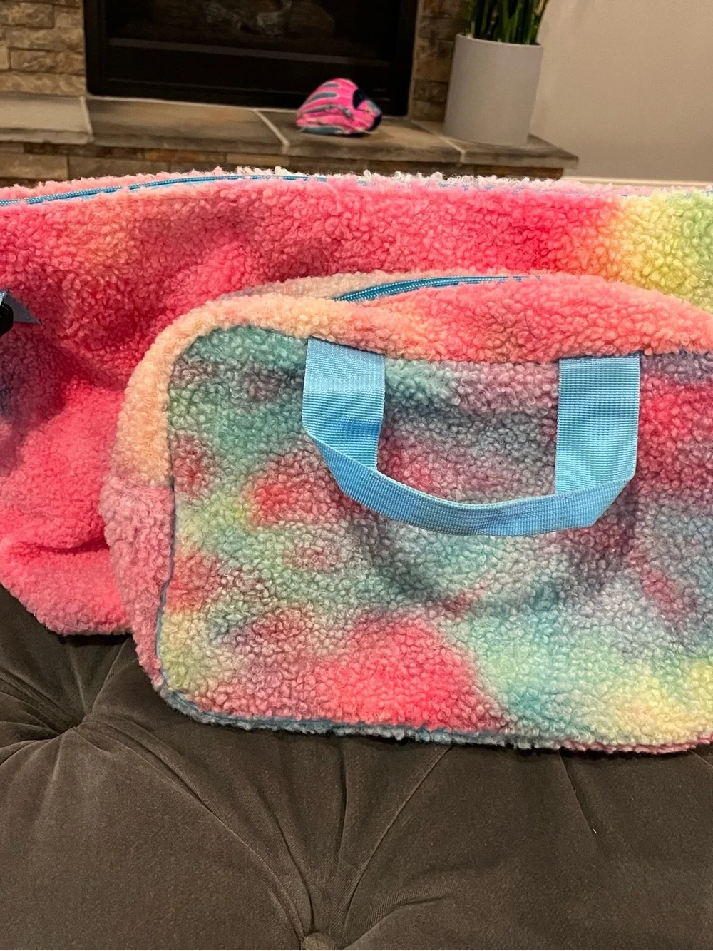 Iscream Rainbow Sherpa Overnight Duffel Bag & Cosmetic Bag